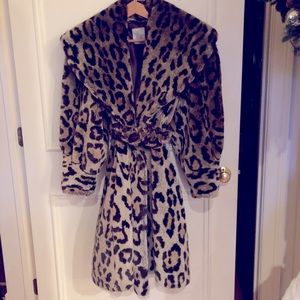 Made in France Leopard Print Coat - Faux Fir, length is 40in, sleeve is 25in